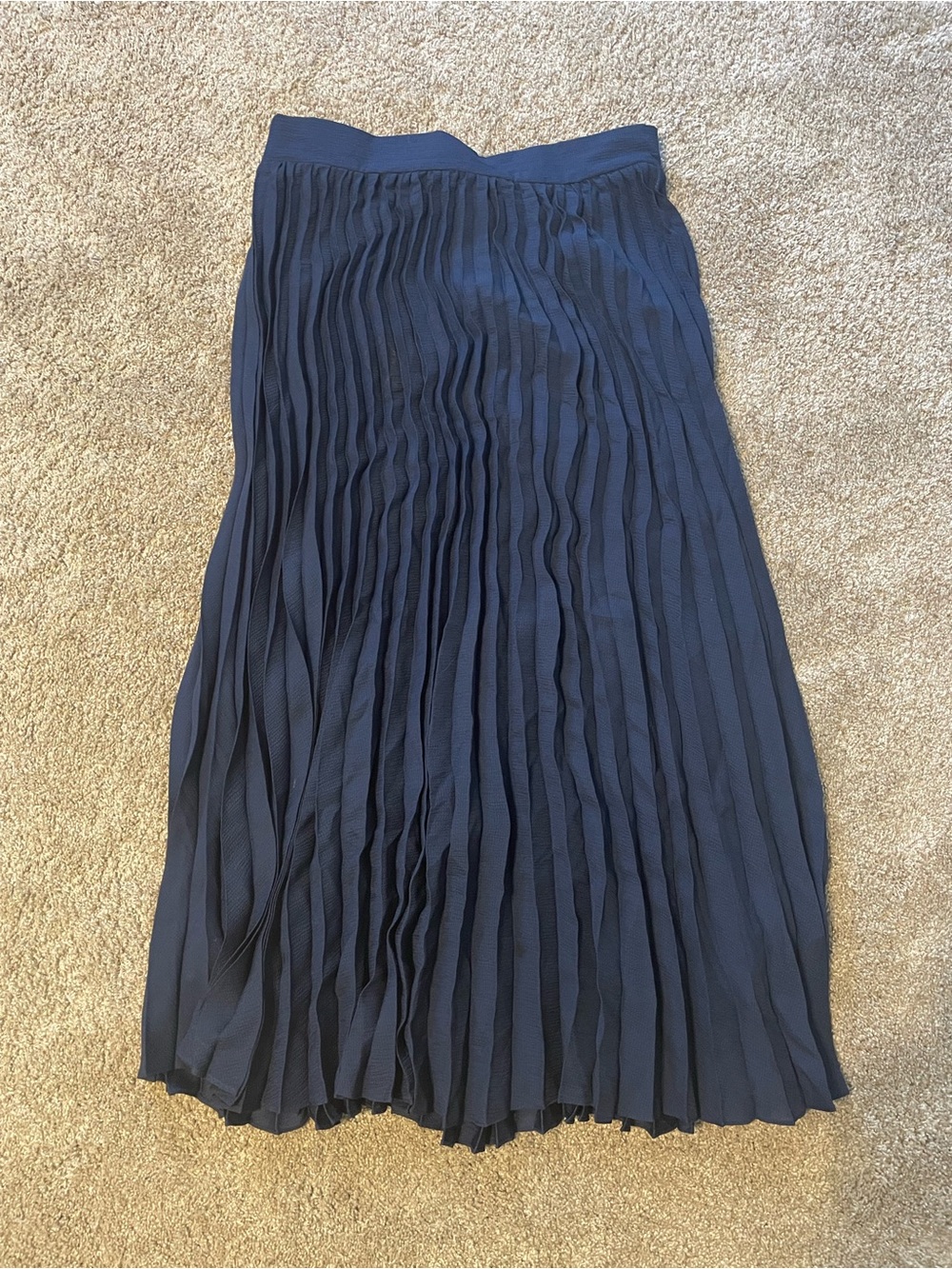 Max Studio Navy Pleated Midi Skirt